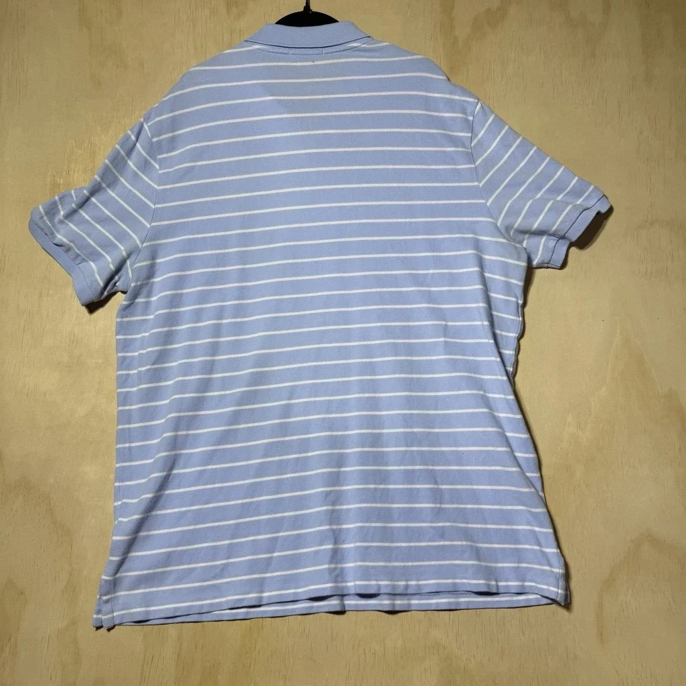 Polo Ralph Lauren Classic Fit Polo Shirt Mens XL Blue White Stripe Pony Golf